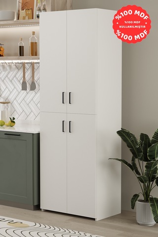 Tamamı Mdf Çok Amaçlı Mutfak Banyo Kiler Beyaz