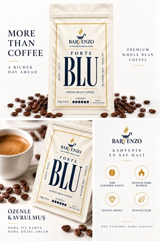 Barvenzo Forte Blu 250 G Yoğun Karakter Nitelikli Kahve French Press