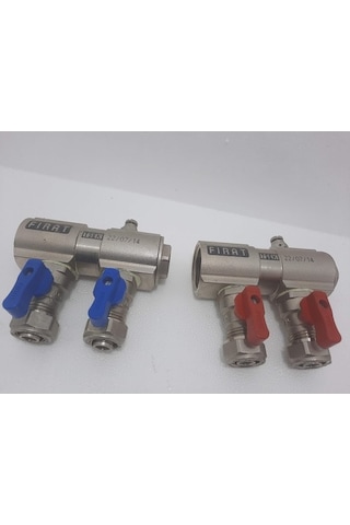 Fırat 1"Mini Küresel Vanalı Kollektör Takımı (1 Kırmızı 1 Mavi)