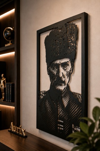 Mustafa Kemal Atatürk Portresi Metal Duvar Tablosu 44x69cm Modern Dekoratif Duvar Tablosu