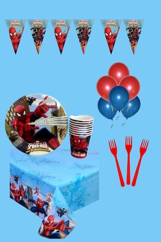 Spiderman 16 Kişilik Doğum Günü Set Parti Seti Konsept Parti