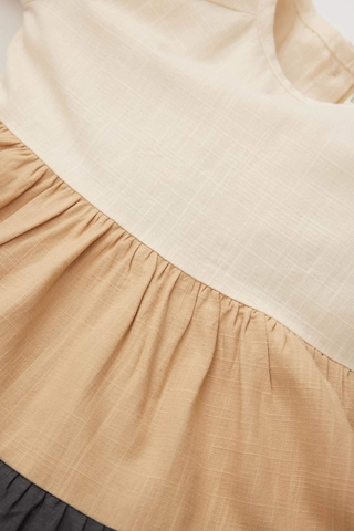 Defacto Kız Bebek Renk Bloklu Uzun Kollu Keten Görünümlü Elbise C0767A524SPBG65 Bej