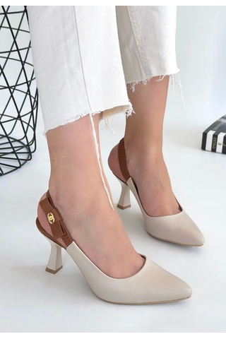 Toran Bej Cilt Topuklu Ayakkabı Bej