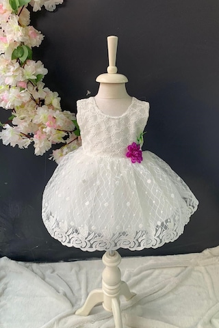 Saç Bantlı Papatyalı Dantelli Bebek Elbise PNPN146