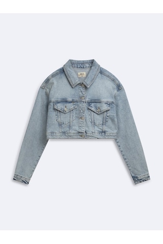 LTB Merlına Crop Baskılı Light İndigo Jean Ceket