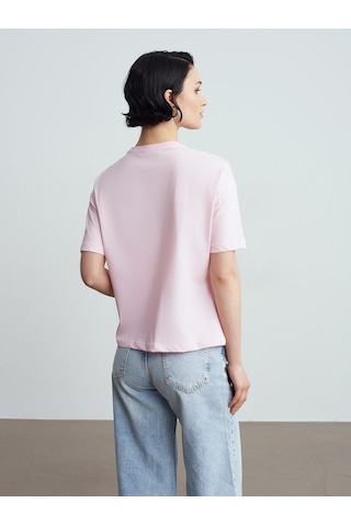 Dilvin 3683 Basic T-shirt-toz Pembe Toz Pembe