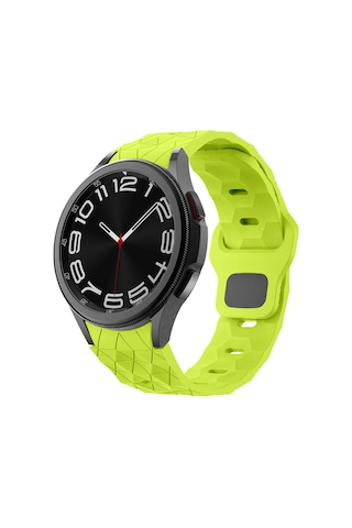 Galaxy Uyumlu Watch 6 44mm Hgea Krd-116 20mm Futbol Desenli Spor Tasarımlı Silikon Kordon-yeşil