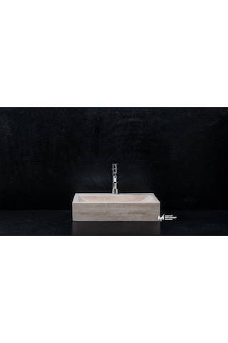 Traverten Batarya Çıkışlı Kare Lavabo