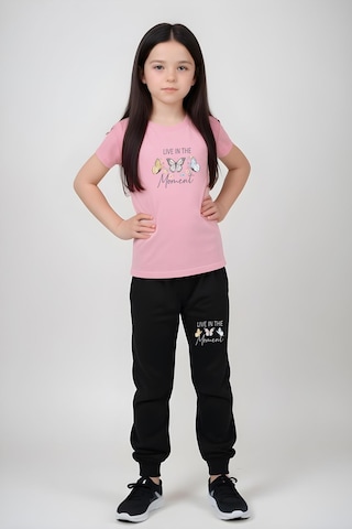 Fyk Kids Kız Çocuk Baskılı Live Kelebek Bel Detayı Lastikli Alt-üst Pijama Takımı Pembe