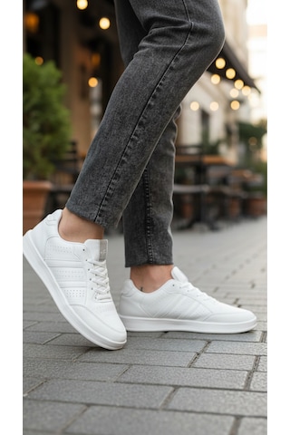 Fore Sport Erkek Günlük Yürüyüş Spor Ayakkabı Suni Deri, Hafif, Rahat, Darbe Emici Sneaker Beyaz