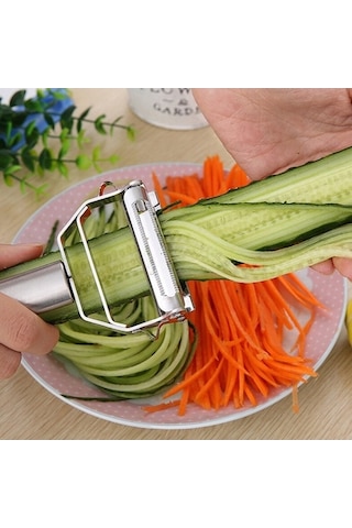 Dancemonkey Çok İşlevli Paslanmaz Çelik Sebze Soyucu Çift Planya Rende, Pratik Mutfak Aleti Çelik