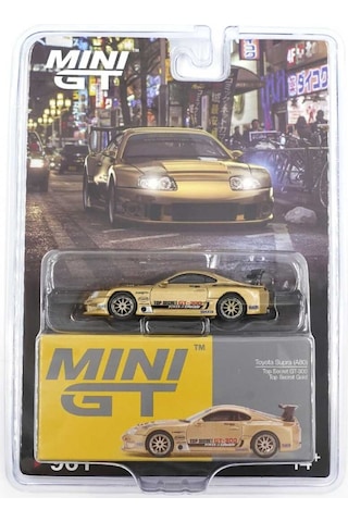 Mini Gt 961 1/64 Toyota Supra A80 Top Secret Gt-300 Top Secret Gold - Blister Paket