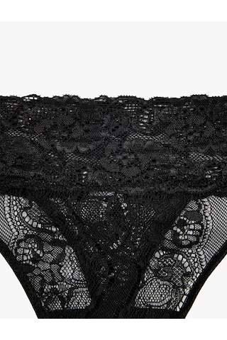 Koton Rahat Kalıp Dantelli String Külot Siyah 7wlk30221mk