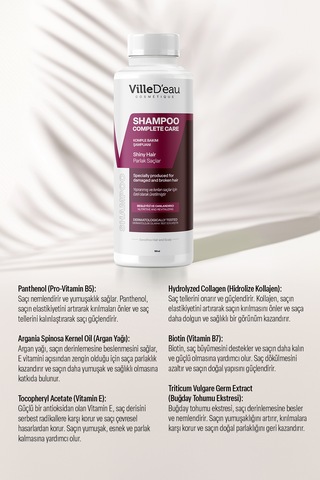Villed'eau Yıpranmış Yağlı ve Kırılan Saçlar için Dökülme Karşıtı Şampuan 100 ML