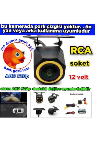 4 X 3 Cm. Küp Kamera Ahd 720p 170 Derece Balık Gözü Lens 12 Volt