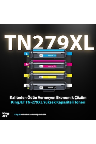 Kingjet Brother Uyumlu Mfc L3720 Yüksek Kapasiteli 4 Renk Takım Uyumlu Toner Çipli Tn279xl