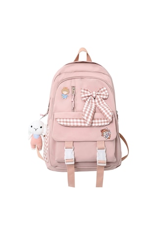 Kawaii Sırt Çantası Sevimli Aksesuarlar İle Günlük Kitap Çantaları Dizüstü Bilgisayar Çantası Seyahat Day Packs Pink Pembe