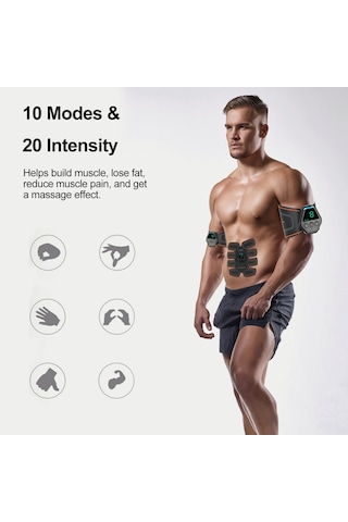 Xiyyadms 10 Modlu 20 Kademeli Karın Kası Güçlendirici, Şarj Edilebilir Pil, Ev Ve Ofis Kullanımı İçin Pratik Kas Geliştirme Aleti Siyah