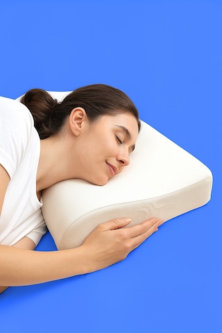 Boyun Destekli Hafızalı Visco Yastık Yıkanabilir Kılıf Görsel Çanta Beyaz