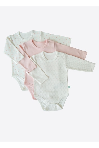 Kitikate Organik New Dreams 3'lü Uzun Kol Body Pembe Pembe