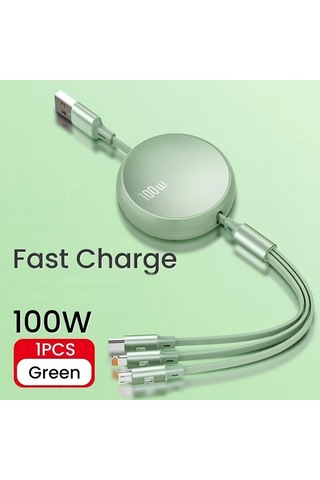 Brightnova 3 İn 1 Data Kablosu 100w 1 2m Yeşil 47 24 İnç 3a 6a Usb Hızlı Şarj İphone Uyumlu 13 14 12 11 Pro X Max Type C Micro Huawei