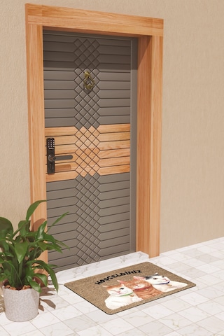 Rugmood Modern Dijtal Baskı Kediler Hoşgeldiniz Kapı Önü Paspası Çok Renkli