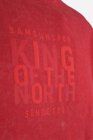 King Of The North Baskılı Kapüşonlu Oversıze Sweat Kırmızı