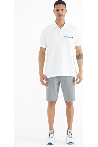 Tommylife Tommy Life Beyaz Yazı Baskılı Standart Form Polo Yaka Erkek T-shirt - 88236 Beyaz