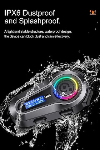 Rgb Işıklı Bluetooth Motosiklet Kask Kulaklık İntercom Su Geçirmez Ipx6 Lcd Ekran Fm Radyolu
