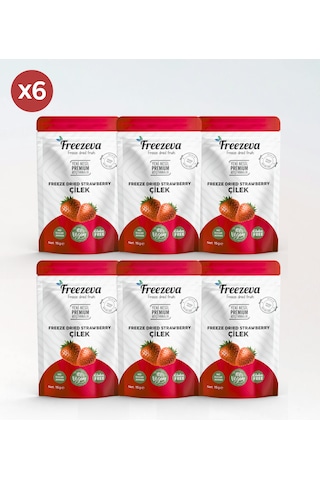 6'lı Paket Dondurularak Kurutulmuş Dilim Çilek Freeze Dried Çilek Freeze Dry Çilek Kurusu 6x15 Gr 90 G
