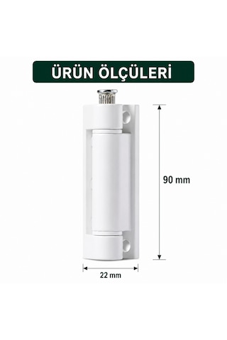 Pimapen Kapı Menteşesi Beyaz 90 Mm Pvc Kapı Menteşesi, Ayarlanabilir Metal Pim 2 Adet
