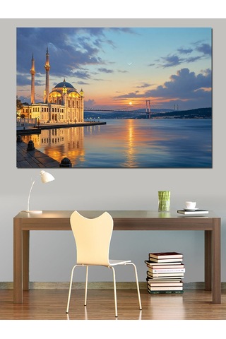 Gün Batımında İstanbul Boğazı Ve Camii Dekoratif Kanvas - Mdf Ahşap Tablo
