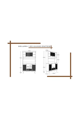 Melura Kahve Köşesi 120 Cm %100 Mdf Çok Amaçlı Dolap Gri