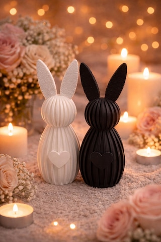 Bunny Couple Decor / Tavşan Çift Figür /black & White Nordic Home Ornament / Modern Dekor Hediyelik