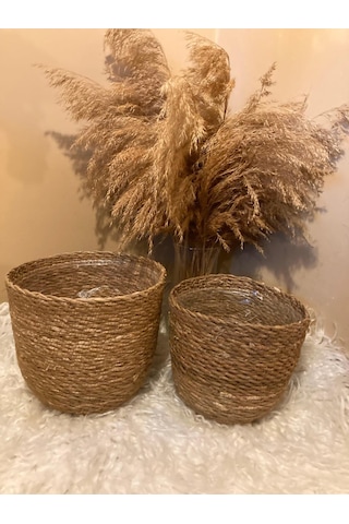2li Hasır Silindir Saksılık Orta Boylar