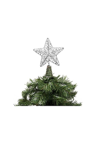 Yılbaşı Çam Ağacı Tepeliği Gümüş Yıldız Tel Tepelik 24 Cm