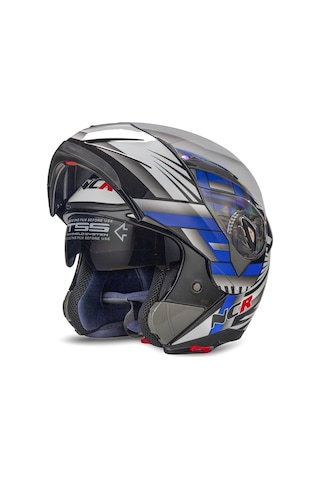 Ncr Çene Açılır Vizörlü Ece Belgeli Kask Beyaz Mavi