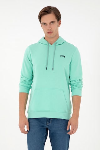 U.S. Polo Assn. Erkek Kapüşonlu Mint Basic Şardonlu Sweatshirt 50295176-VR090