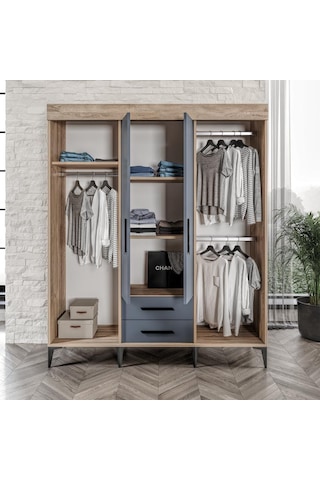 Afilli Izmir Cocuk Odası Takımı 4 Parça Tamamı Mdf Antrasit Flora Renk