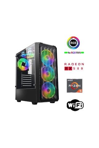 Xaser Armor X60 R5-5500 32 GB 1 TB M.2 NVMe SSD 8 GB RX580 24" Free Dos Masaüstü Oyuncu Bilgisayarı