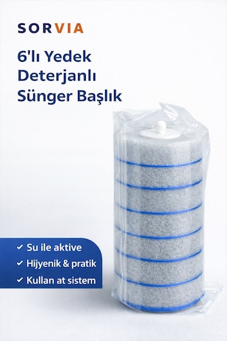 Tuvalet Fırçası Uyumlu Yedek Sünger Kartuş 6 Adet Mavi Tuvalet Fırçası Uyumlu Yedek Sünger Kartuş 6 Adet Mavi