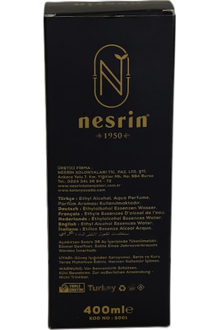 Nesrin 80 Derece Özel Seri Kutulu Pet Şişe Safran Kolonyası 400 ML