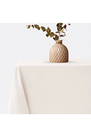 Bej Keten Masa Örtüsü - Doğal & Şık Masa Örtüsü Modeli 140x140 Cm Bej