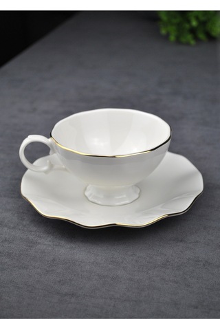 2 Kişilik 4 Parça Porselen Gold Yaldızlı Çay Neskafe Fincan Takımı 170 Ml Altın Fincan Seti -lilyum Gold