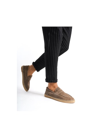 Mubiano Hakiki Deri Summer Erkek Jüt Taban Vizon Süet Espadril & Loafer -mssr1274-vz Vizon