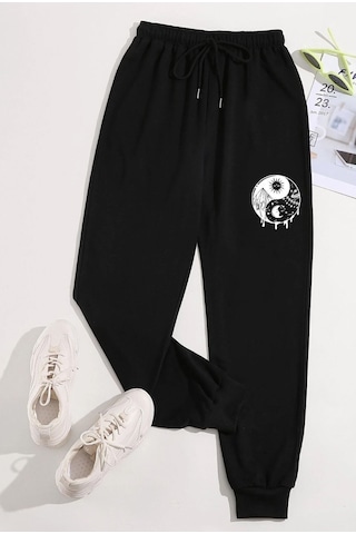 Uyguntarz Unisex Baskılı Eşofman Altı siyah