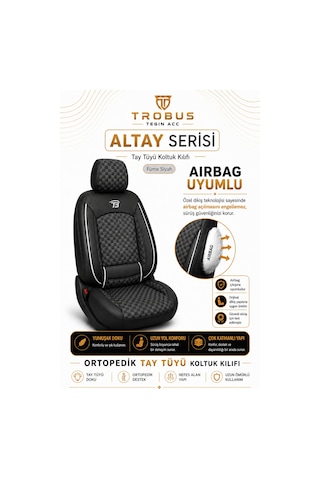 Renault Symbol 2008 Ve Sonrası Uyumlu Altay Bel Destekli Tay Tüyü Oto Koltuk Kılıfı Siyah Beyaz