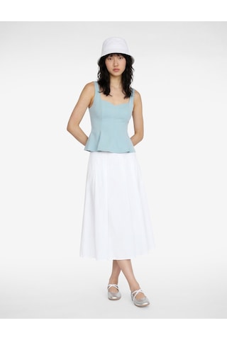 Koton U Yaka Slim Fit Peplum Kolsuz Bluz Mavi 6sal30124ık
