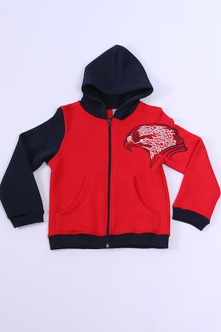 Erkek Çocuk 3 İplik Kolej Ceket Fermuarlı Cepli Desenli E6 Kırmızı