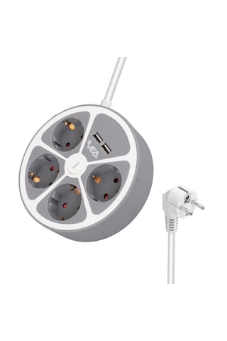 Vea 4'lü Grup Priz 2 Usb Girişli Anahtarlı 1.5 Metre Kablolu Çoklu Priz Uzatma Kablosu Ev Ofis Bilgisayar Telefon Şarj Prizi
